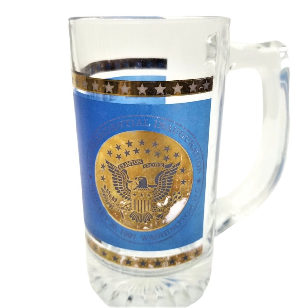 Bill Clinton President Inauguration Glass Beer Mug